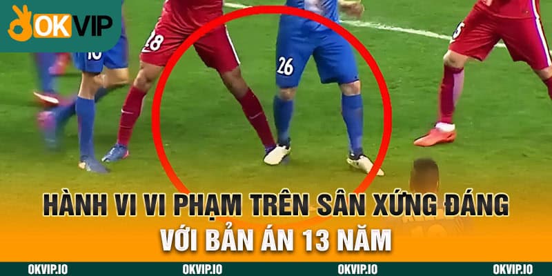 Hành vi vi phạm trên sân xứng đáng với bản án 13 năm